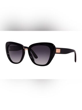 Dolce & Gabbana Black Cat-Eye Sunglasses with Gold Accents